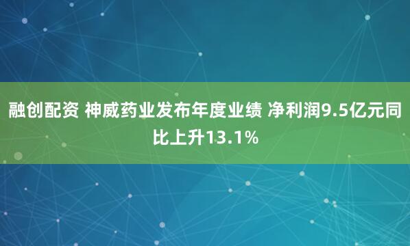 融创配资 神威药业发布年度业绩 净利润9.5亿元同比上升13.1%